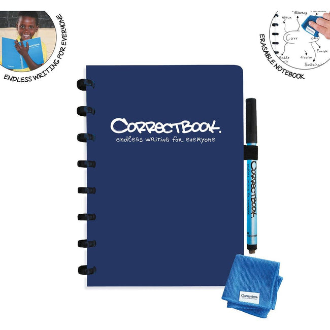 Correctbook - A5 Original: uitwisbaar / herbruikbaar notitieboek, blanco, Midnight Blue (marineblauw)