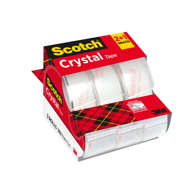 Scotch -  Plakband crystal 600 19mmx7.5m tr 2+1 disp