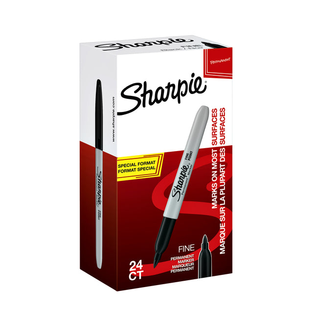 Sharpie - ie permanente marker fijn, value pack van 24 stuks (20 + 4 gratis), zwart