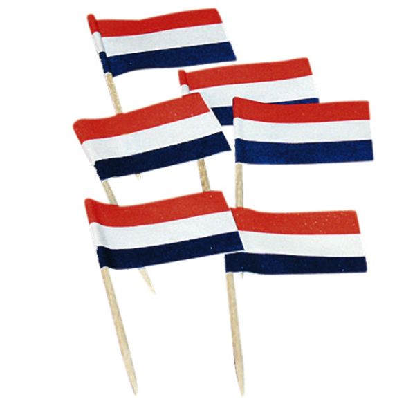 Cocktailprikker vlag wapper rood/wit/blauw 500 stuks