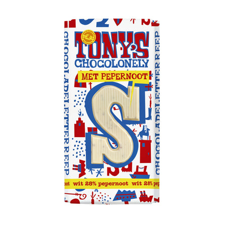 Tony's Chocolonely -  Chocoladeletter tony chocolonely wit pepernoot s