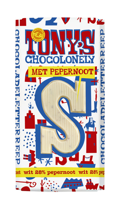 Tony's Chocolonely - Lettera di cioccolato pan di zenzero bianco S 180gr | 15 pezzi
