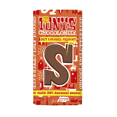 Tony's Chocolonely -  Chocoladeletter tc melk karamel zeezout s | 15 stuks