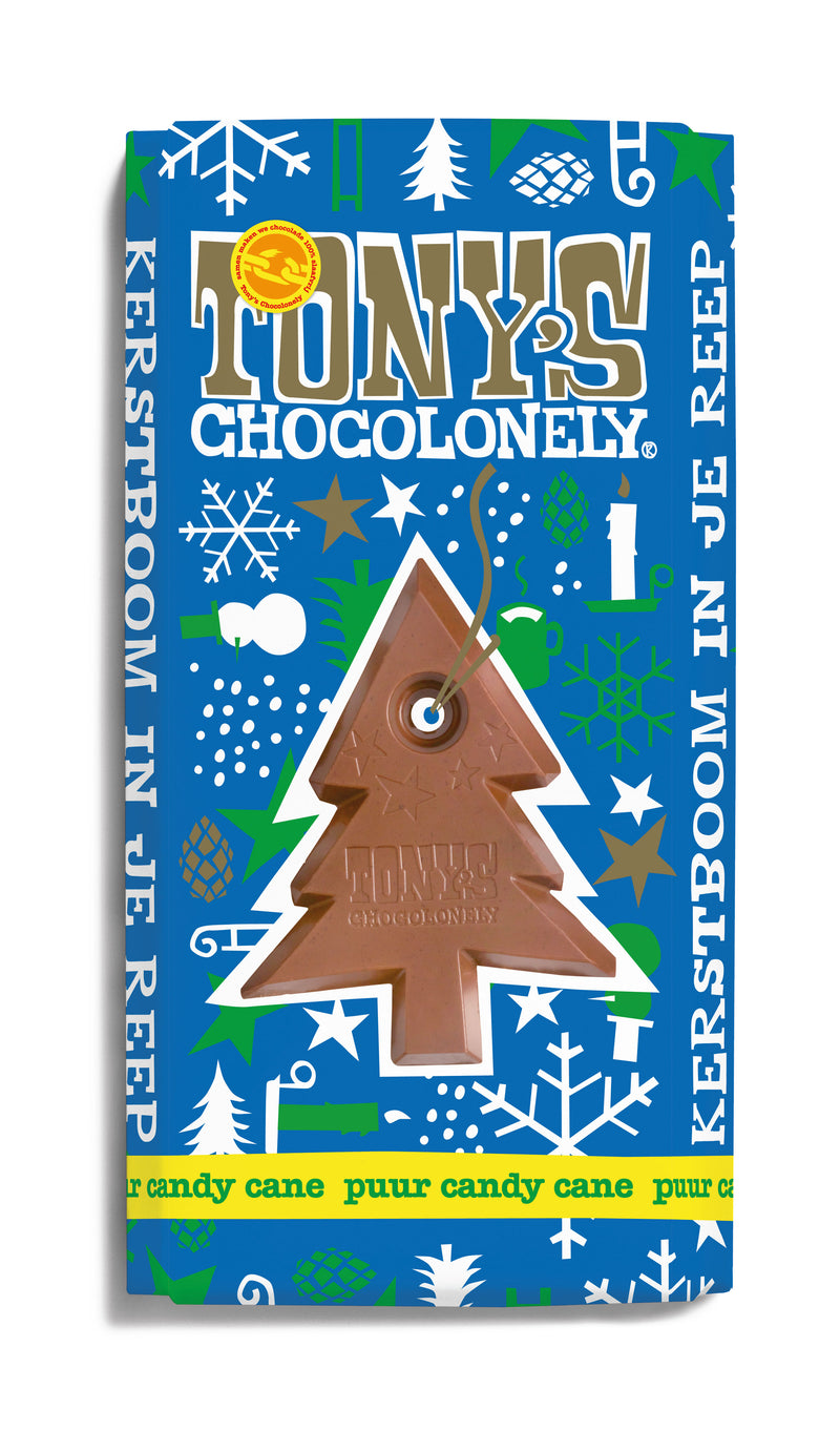 Tony's Chocolonely -  Chocolade puur mint candy cane