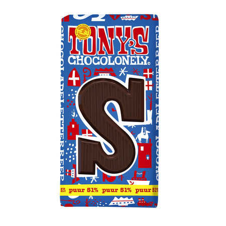 Tony's Chocolonely -  Chocoladeletter tony chocolonely puur s 180gr