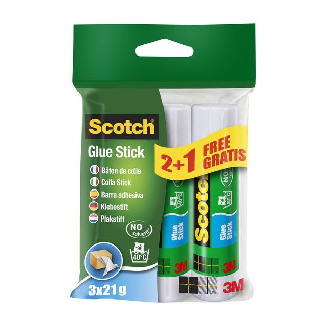 Scotch - marqueur de colle 3m 21gr 2 + 1 gratuit | Blister un 3 pièces