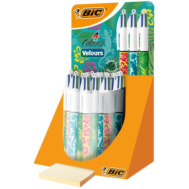 BIC - BALLPEN BIC 4 Farben Velours M assorti | Zeigen Sie ein 30 -teiliges X 30 -Display an | 30 Stücke