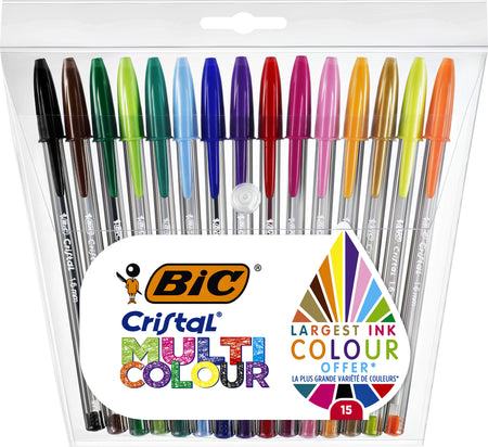 Bic - Bolígrafo Cristal grande multicolor surtido 15 piezas
