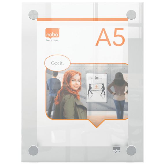 Nobo - Pannello informativo Plus da parete in acrilico A5