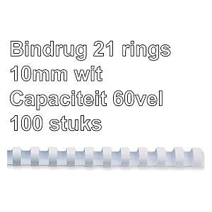 GBC - Bindrug gbc 10mm 21rings a4 wit | Doos a 100 stuk