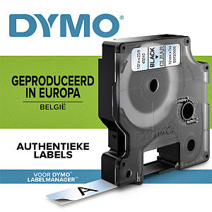 Dymo - D1 e 12 mm, zwart op transparant