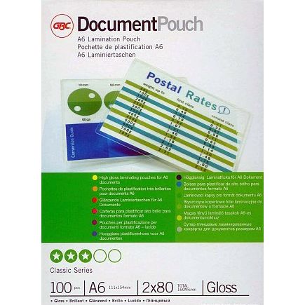 GBC -  Document Lamineerhoezen A6 2x80 micron Glanzend (100)