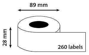 Quantore - Labels Labelwriter FT 89 x 28 mm, blanc, 260 étiquettes