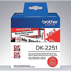 Brother - Label etiket brother dk-22251 62mmx15.24m zw/rd | Rol a 15 meter | 3 stuks