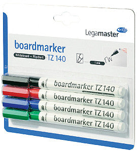 Legamaster - Viltstift TZ 140 whiteboard rond 1mm assorti blister à 4..