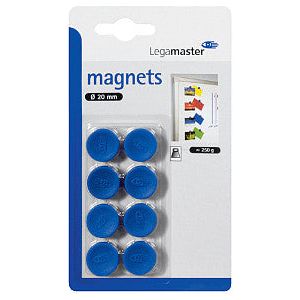 Legamaster - Magneet legamaster 20mm 250gr blauw | Blister a 8 stuk | 10 stuks