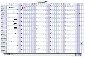 LEGAMASTER - Planificateur annuel 2025 90x60cm laminée horizontalement et enroulement.