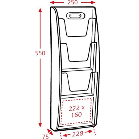 Klika -  Folder-wand 3 x A4 bxhxd 250x510x75 mm 3 stuks