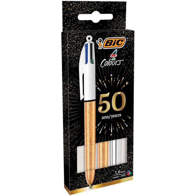 Bic - Colors + Shine 4-colour ballpoint pen, medium, classic ink colours, blister of 3