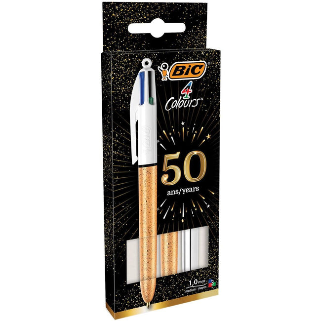 Bic - Colours + Shine 4-kleurenbalpen, medium, klassieke inktkleuren, blister van 3 stuks