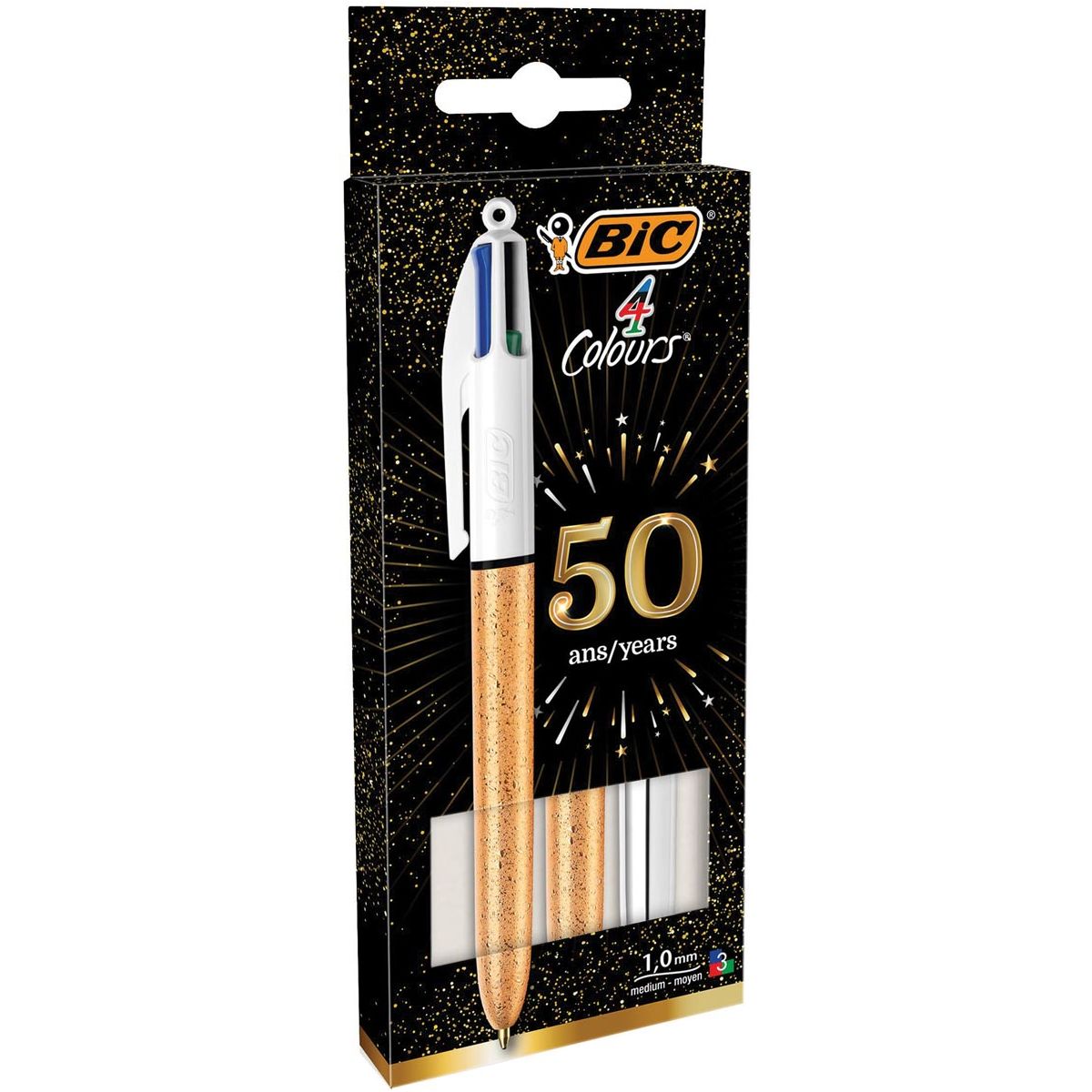 BIC - Couleurs + brillance 4 -color Ball Pen, moyen, couleurs d'encre classique, cloque de 3 pièces