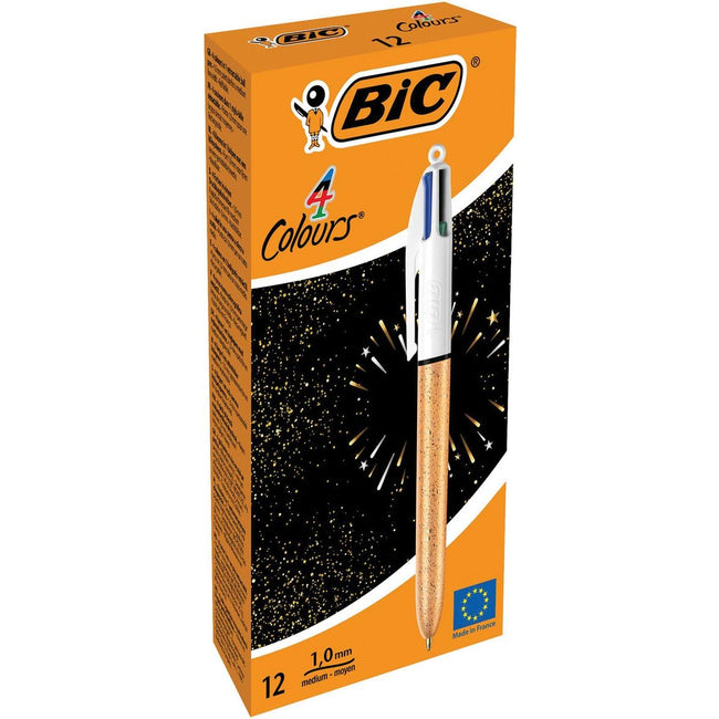 Bic - Colours 4-kleurenbalpen, medium, klassieke inktkleuren, doos van 12 stuks