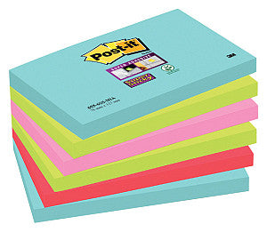 Post -it - Super Sticky Notes Cosmic, 90 Blatt, ft 76 x 127 mm, Packung mit 6 Blöcken