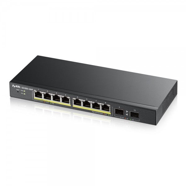 ZYXEL -   GS1900-8v3 PoE Managed L2 Gigabit Ethernet (10/100/1000) Power over Ethernet (PoE) Zwart