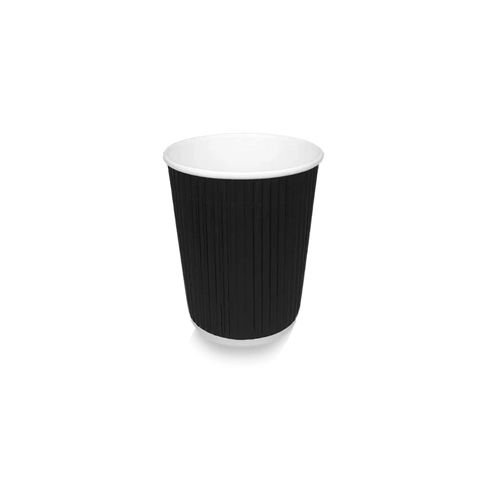 Klika - Cardboard Coffee Cup 230cc 8oz Ripple Black | 500 pièces