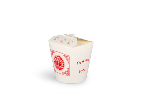 Klika - Wok to Go Cup 16oz 400 ml en carton blanc avec rouge | 500 pièces