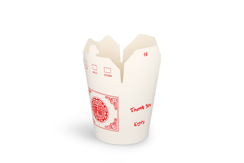 Klika - Wok to Go Cup 16oz 400 ml en carton blanc avec rouge | 500 pièces