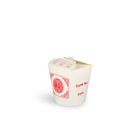 Klika - Wok to Go Cup 16oz 400 ml Pappe weiß mit rot | 500 Stücke