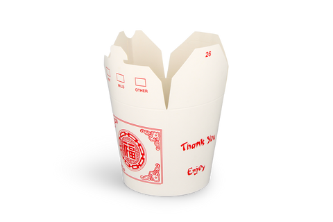 Klika - wok to go tpup 26oz 750 ml en carton blanc avec rouge | 500 pièces