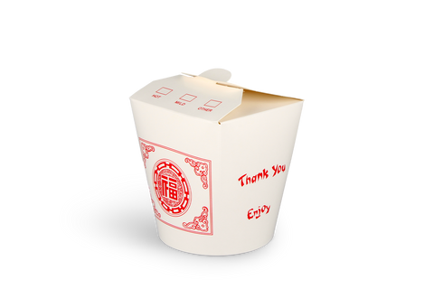 Klika - wok to go tasse 32 oz 1000 ml en carton blanc avec rouge | 500 pièces