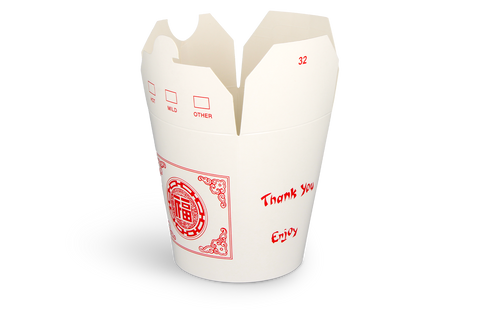 Klika - wok to go tasse 32 oz 1000 ml en carton blanc avec rouge | 500 pièces