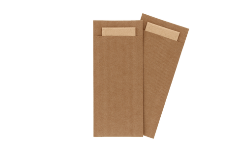 Klika - Bestekzakje pochette kraft met naturel servet | 600 stuks