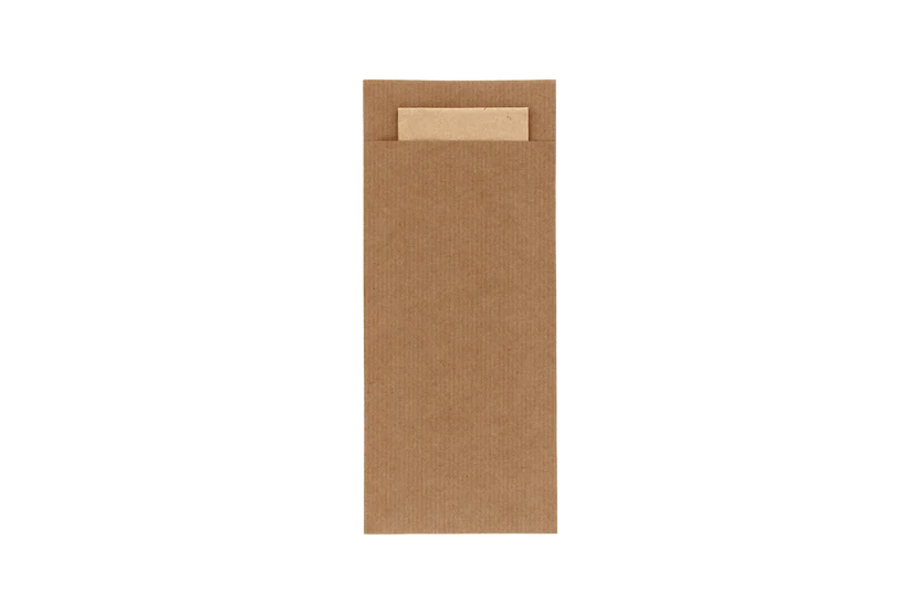 Bestekpochet 80x185mm bruin kraft + naturel servet 600 stuks