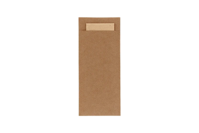 Bestekpochet 80x185mm bruin kraft + naturel servet 600 stuks