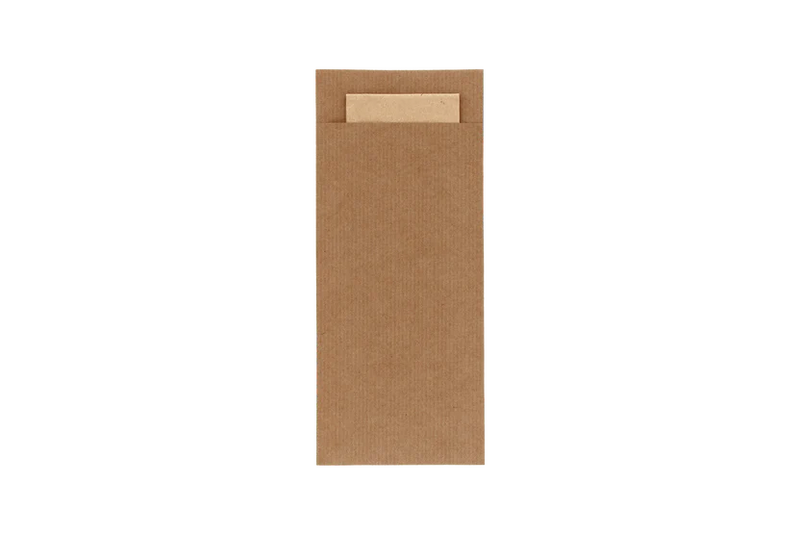 Bestekpochet 80x185mm bruin kraft + naturel servet 600 stuks