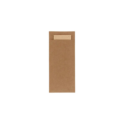 Bestekpochet 80x185mm bruin kraft + naturel servet 600 stuks