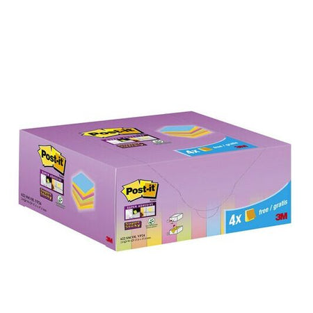 Post-it Super Sticky -  622 SSCOL VP24 zelfklevend notitiepapier Vierkant Blauw, Groen, Oranje, Roze, Geel 90 vel Zelfplakkend