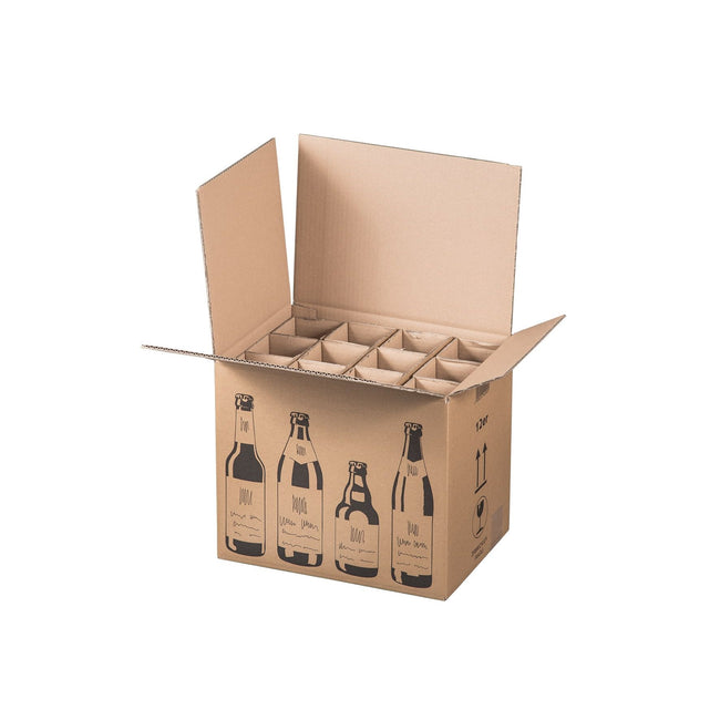 Klika - Flaschenversandkarton für 12 Bierflaschen 355 x 255 x 288 mm | 5 Stück