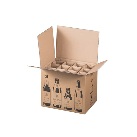 Klika - Scatola per spedizione bottiglie per 12 bottiglie di birra 355 x 255 x 288 mm | 5 pezzi