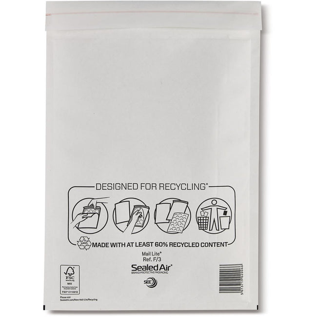 Mail Lite -   luchtkussenenveloppen, wit, F/3, 220 x 330 mm, doos van 50 stuks