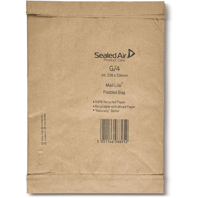 Mail Lite - Padded Bag envelopes, brown, G/4, 238 x 336 mm, box of 50