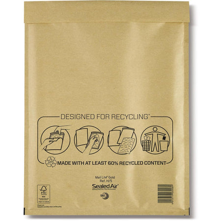 Mail Lite - buste imbottite, oro, H/5, 270 x 360 mm, scatola da 50