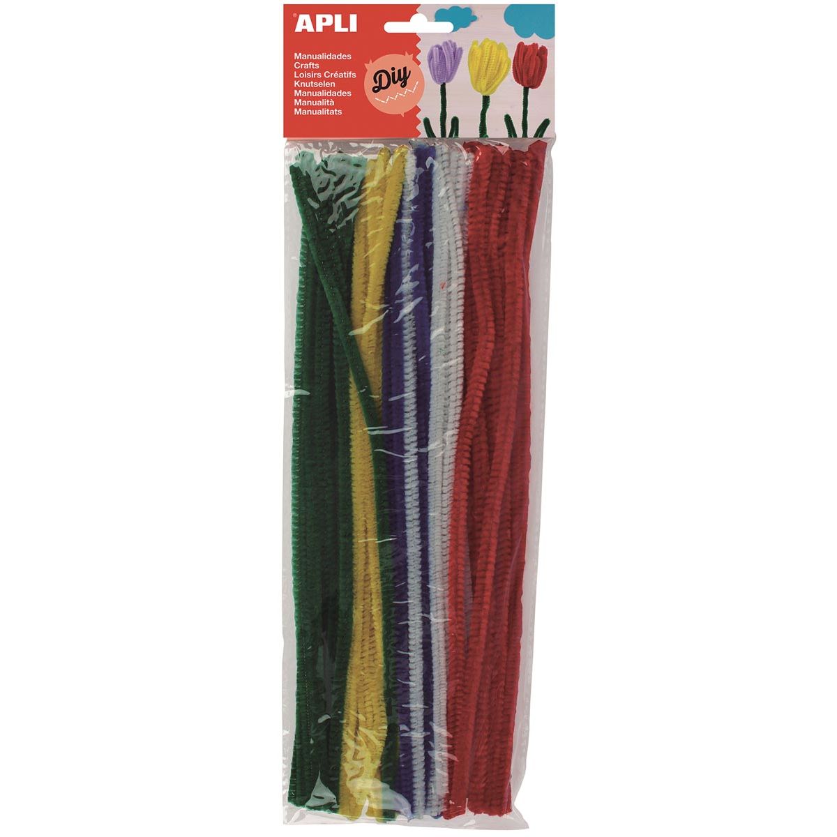 Apli -  chenilledraad, blister met 50 stuks, geassorteerde kleuren