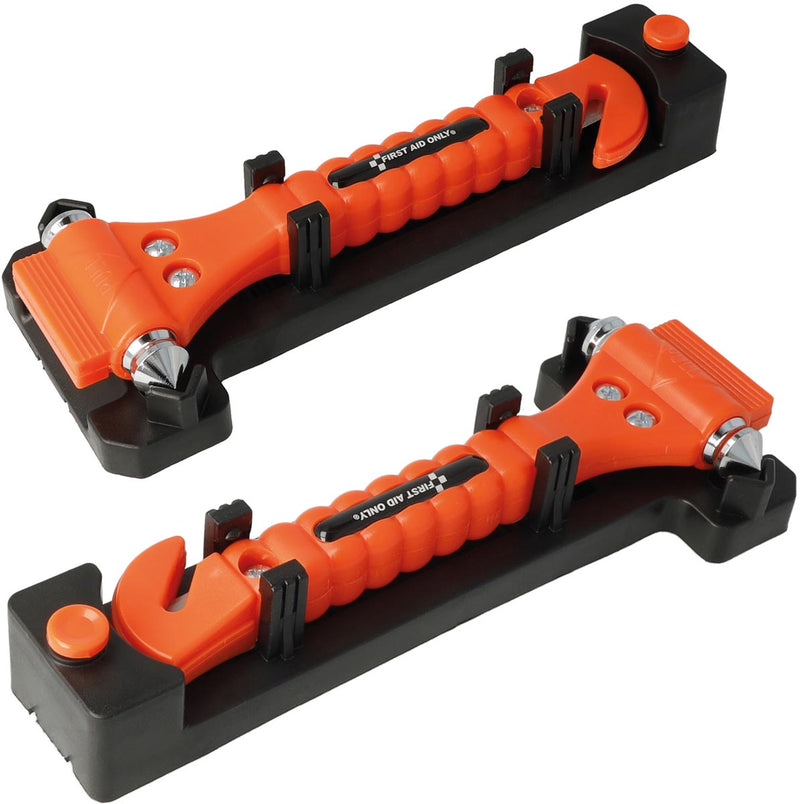 Westcott - Martillo de emergencia First Aid Only con cortador de cinturón de seguridad, incluido el accesorio, 2 piezas, naranja