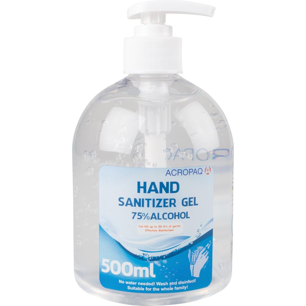 Sans marque - Gel de main désinfectant, 500 ml de bouteille