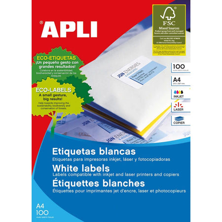 Apli - White labels ft 105 x 42.4 mm (w x h), 1,400 pieces, 14 per sheet (1277)